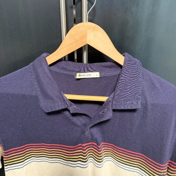 Marine Layer striped polo shirt size L - Picture 3 of 4
